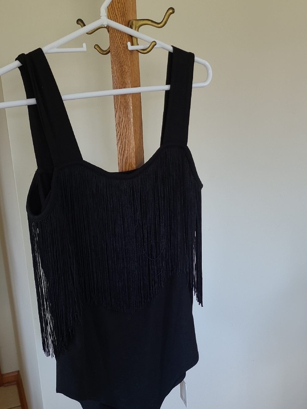 NWT Mangopop Black Fringe Bodysuit